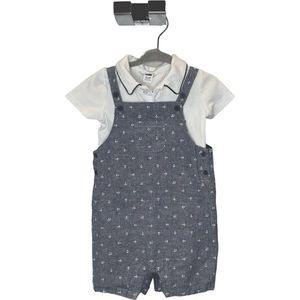 Janie and Jack 12-18m overalls with matching white collard shirt